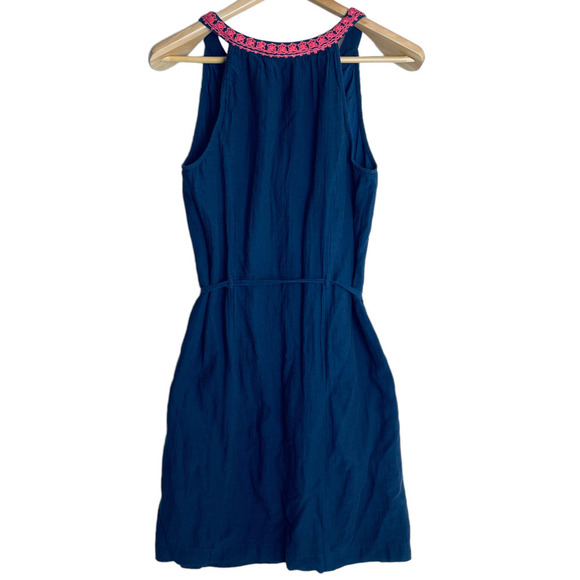🍀Boden Navy Blue Sleeveless Crêpe Shift Dress with Tie Waist size 8L - Picture 5 of 8